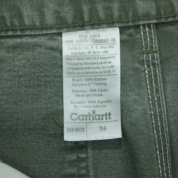 Vintage Y2K Faded Green Carhartt Carpenter Shorts B25 MOS 33x7.75 - Picture 14 of 14